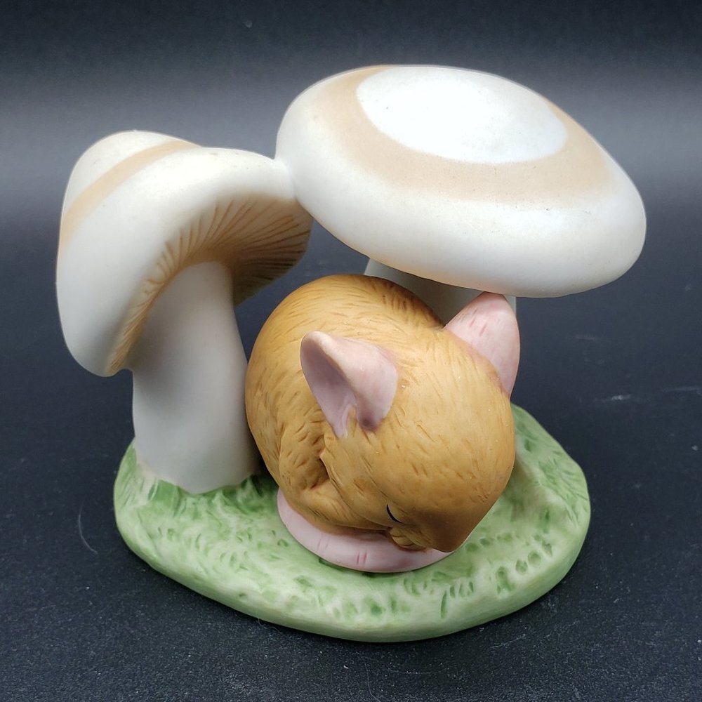 Franklin Mint Woodland Surprises Vtg Mouse 1984 Hand Painted Porcelain Figurine